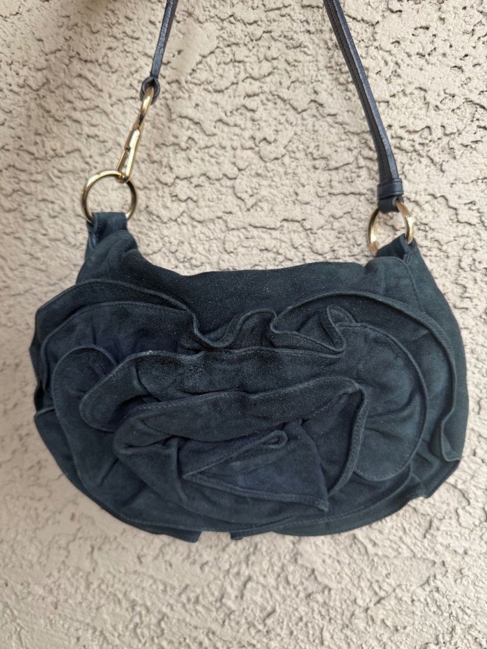 Authentic Yves Saint Laurent Rive Gauche Blue Suede Nadia Shoulder  Vintage